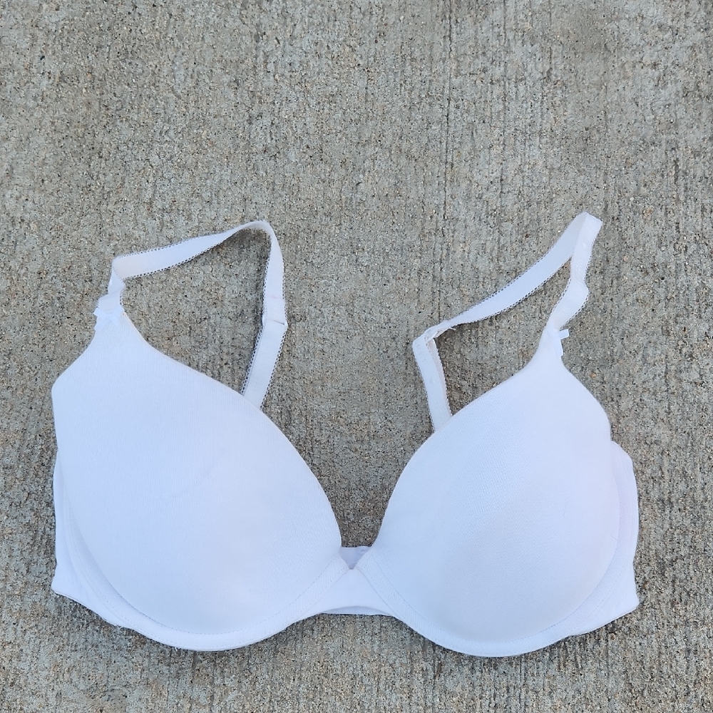 Victoria's Secret 34D Lined Demi White T-Shirt Bra Comfy 93% Cotton Original